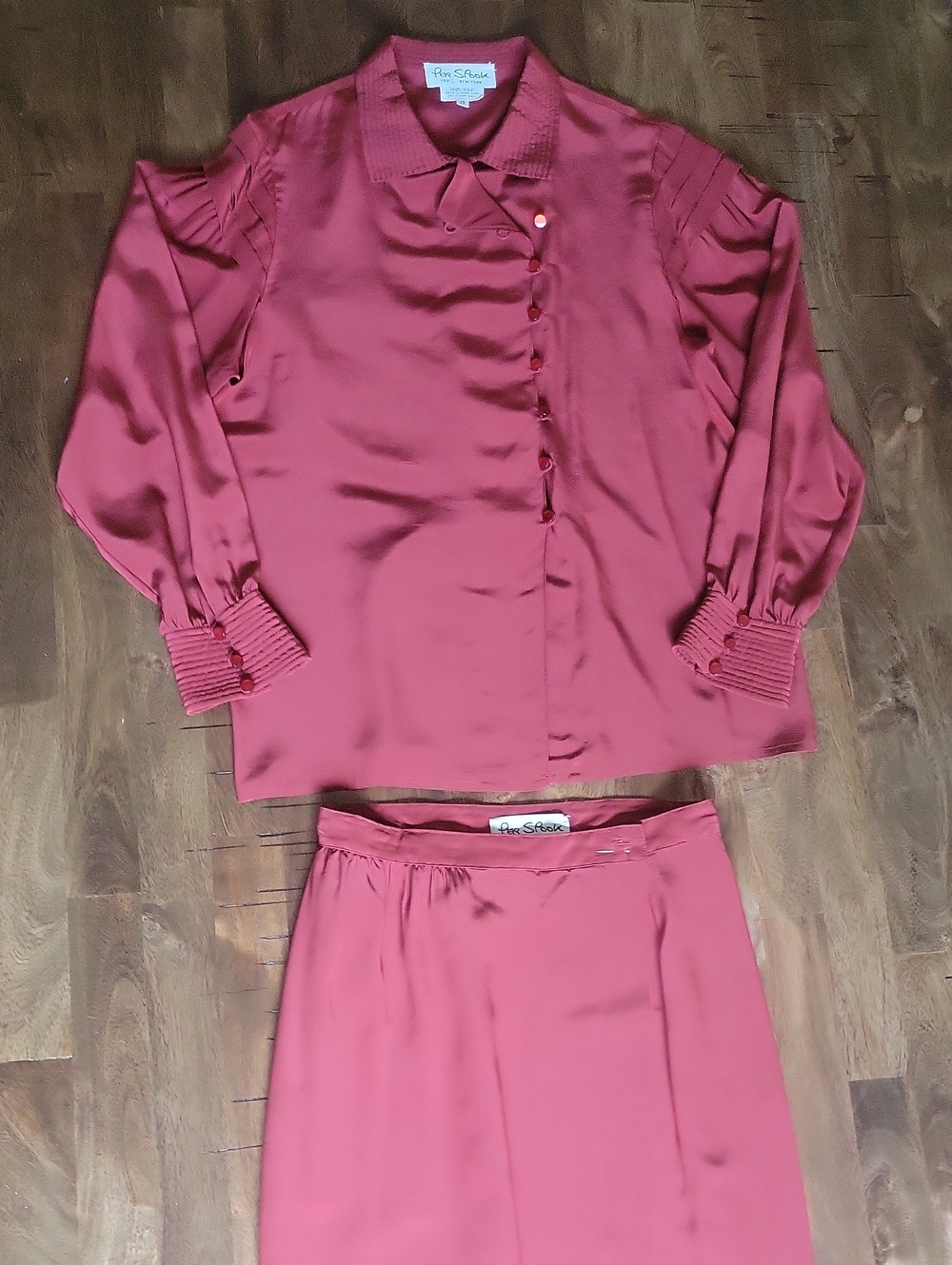 Red Vintage Designer Skirt Set